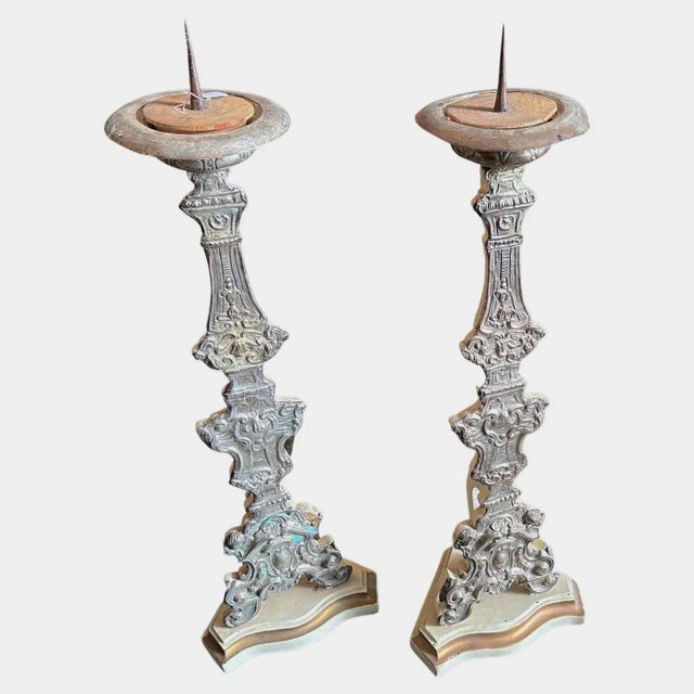 Pair of 18th Century Metal Covered Wood Sicilian Torcheres For Sale - Image 13 of 13