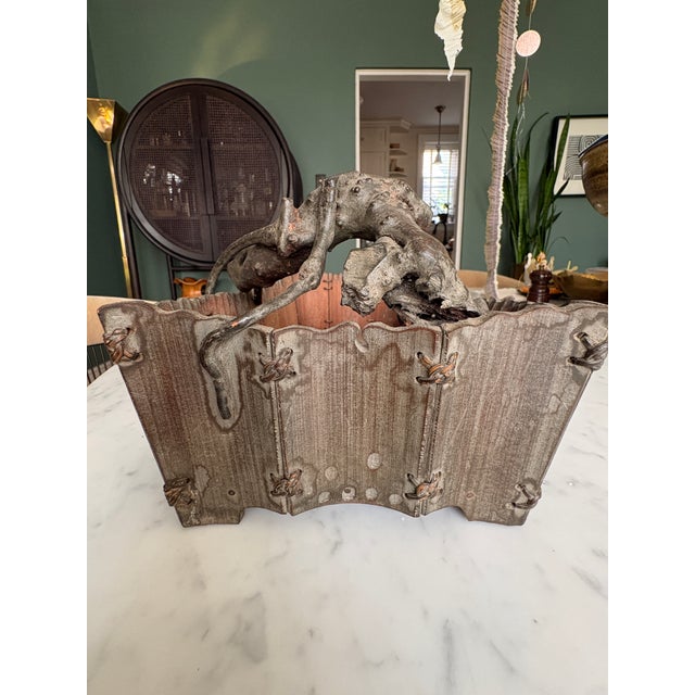 Japanese Ikebana Wabi-Sabi Bamboo Carved Basket For Sale - Image 12 of 15