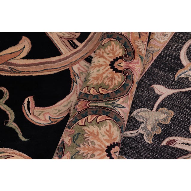 Textile Art Nouveau 1990's Pak-Persian Black/Gray Wool Rug - 9'2'' X 12'5'' For Sale - Image 7 of 9