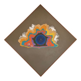 Vintage Original Framed Abstract Psychedelic Pop Art Acrylic Painting For Sale