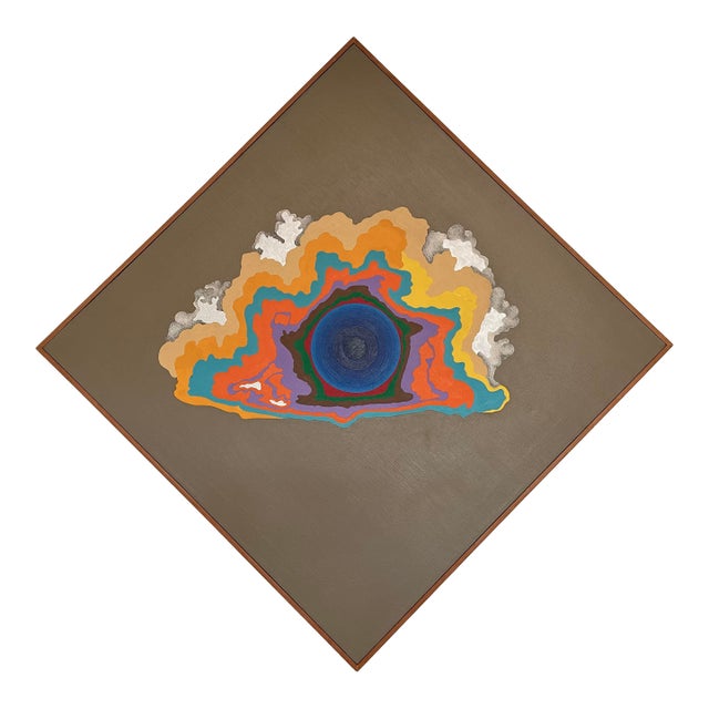 Vintage Original Framed Abstract Psychedelic Pop Art Acrylic Painting For Sale