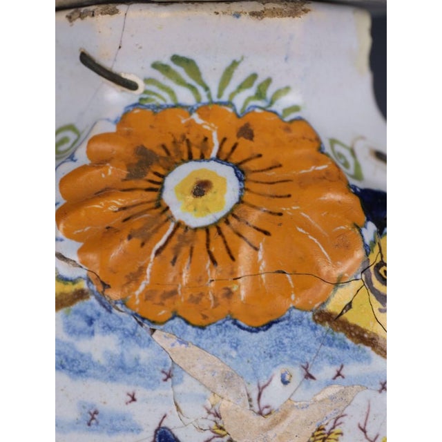 18th Century Dutch Delft Polychrome Covered Pot with Bird Finial, 1760 For Sale - Image 11 of 18