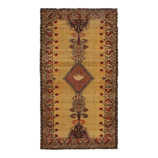 Antique Sarouk Farahan Persian Rug in Gold, Red Floral Medallions | Rug & Kilim For Sale