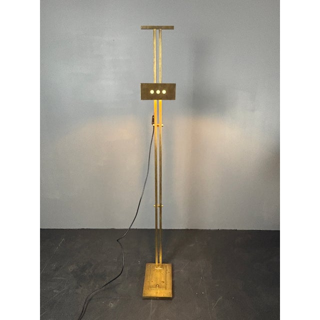 Art Deco Bauhaus Brass Adjustable Floor Lamp in the style of Marcel Breuer, 1980s For Sale - Image 10 of 18