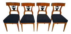German Biedermeier Chairs in Cherry Veneer, 1830, Set of 4