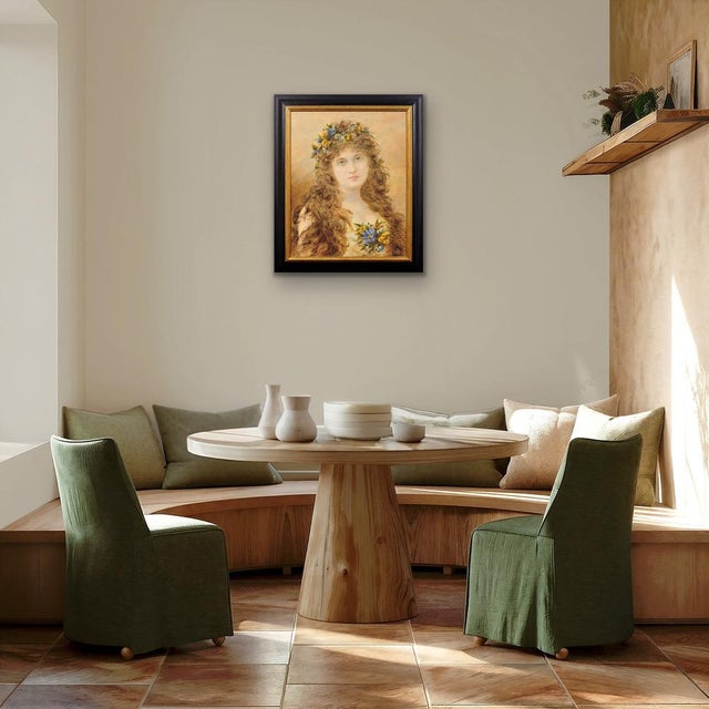 Alice Anne Renshaw, Portrait of a Young Lady with Springtime Flowers in Her Curls, Watercolour & Gouache, 1800s For Sale - Image 17 of 18