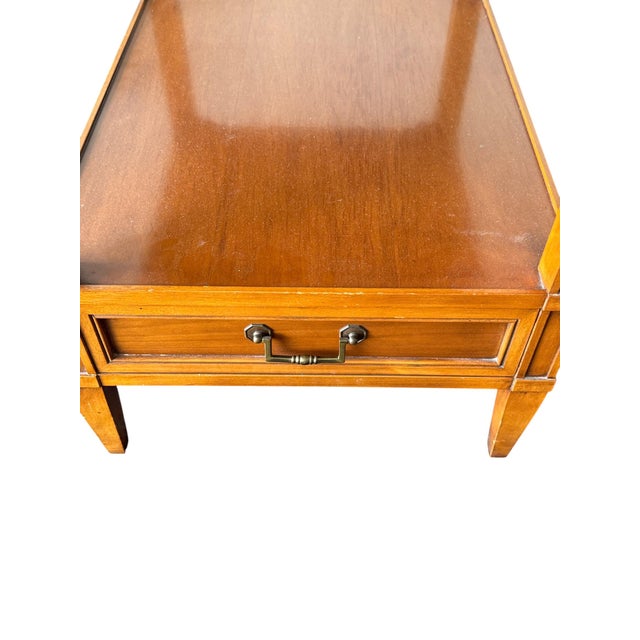 Mid-Century Modern Hekman Mid-Century Modern Walnut End Tables With Drawer and Open Shelf - A Pair For Sale - Image 3 of 13