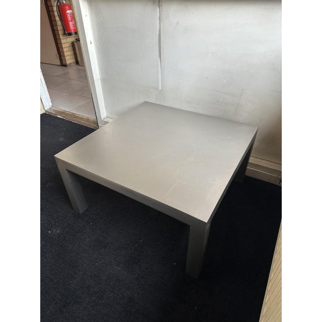 Square Brushed Stainless Steel Coffee Table, France, 1970s For Sale - Image 4 of 10