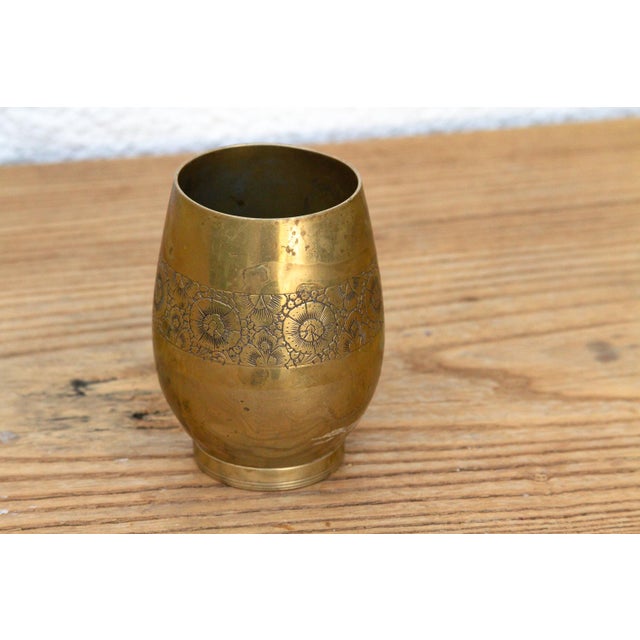 Kashmiri Brass Floral Engraved Cup For Sale In Los Angeles - Image 6 of 8