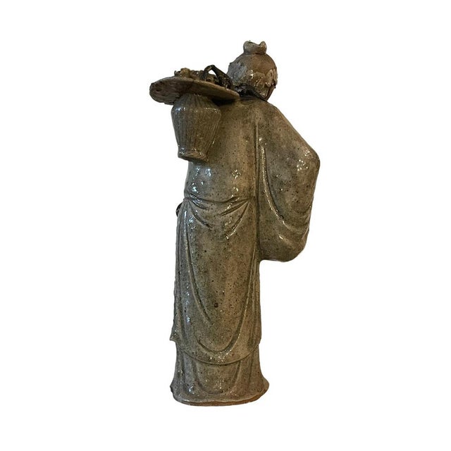 20th Century Chinese Glazed Pottery Figure of an Old Man For Sale - Image 4 of 9