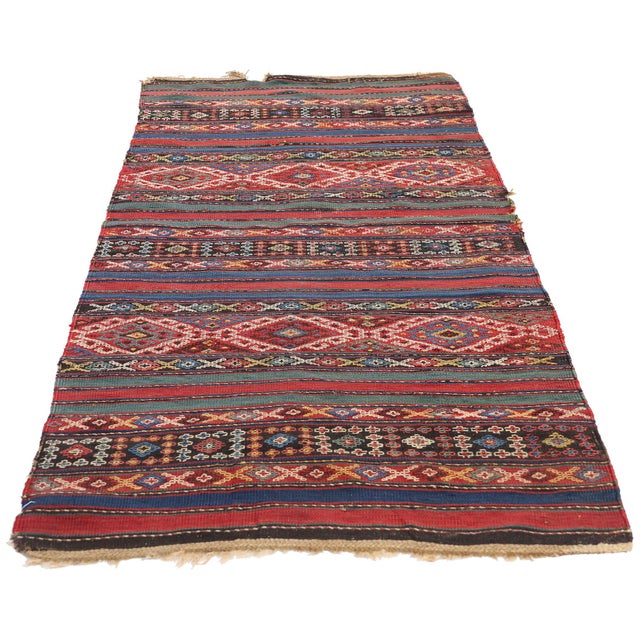Tribal 1880's Antique Caucasian Shahsavan Kilim Rug - 02'06 X 06'09 For Sale - Image 3 of 9