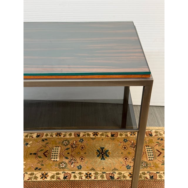 Macassar Ebony/Smoked Glass Side Table For Sale - Image 10 of 12