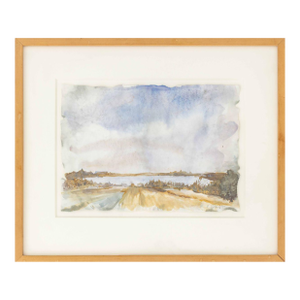 Illegibly Signed River Landscape Watercolor