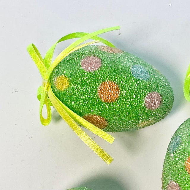1980s Vintage Boho Chic Art Deco Beaded Polka Dot Easter Eggs - Set of 6. For Sale - Image 10 of 14