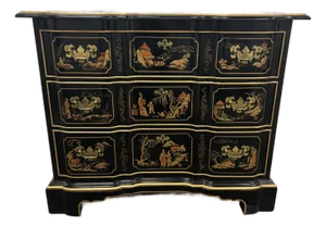 Chippendale Habersham Chinoiserie Decorated Ebonaized Block Front Chest 20th C