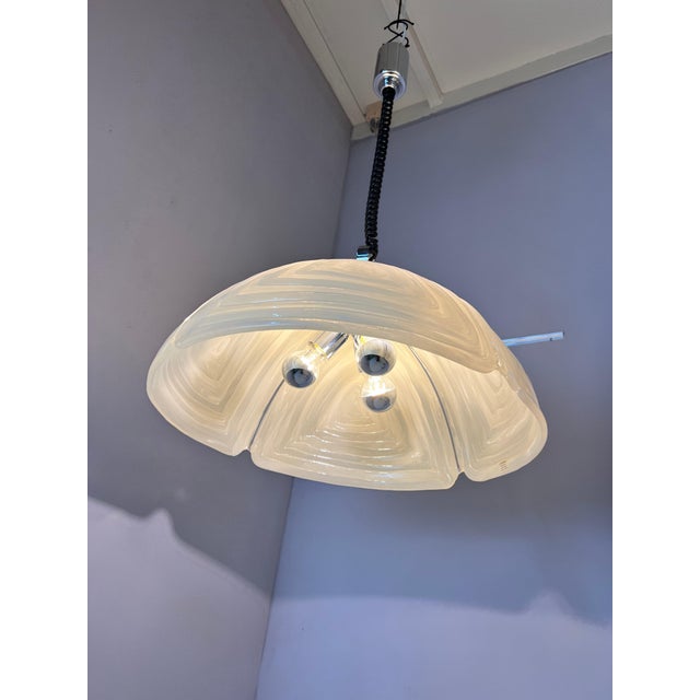 Hanging Lamp in White Glass and Chrome from Cristallux For Sale - Image 3 of 11