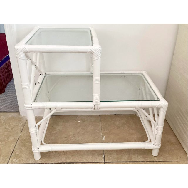 Boho Chic Ficks Reed Tier Rattan Table For Sale - Image 3 of 10