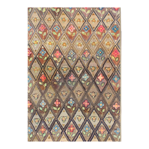 Antique American Hooked Rug With Diamond Patchwork Floral Design 4'10"x8'6"
