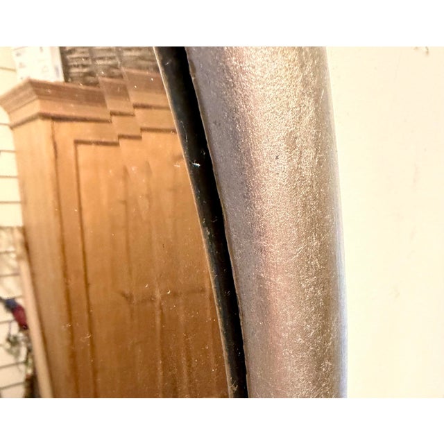 Antique Beveled Silver Leaf Oval Mirror For Sale - Image 4 of 11