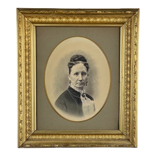 Antique Civil War Era Portrait of a Woman in Gilt Wood Frame For Sale