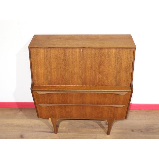 Brown Mid Century Modern Vintage Teak Bureau Secretaire Desk by S Form Danish Style For Sale - Image 8 of 10