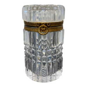 1900s Baccarat Cylinder Crystal Box W/ Gold Trim