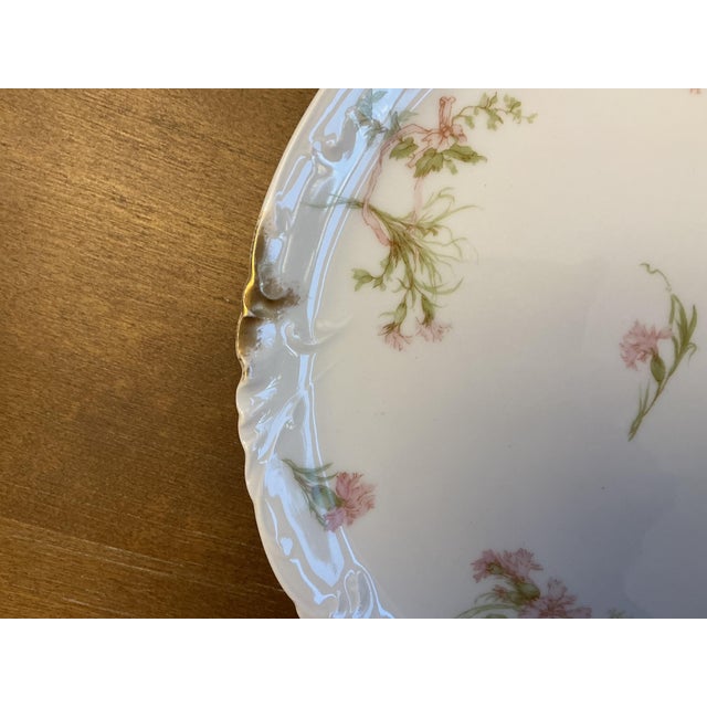 Gold Antique Haviland & Co. Limoges French Porcelain Carnation Plate With Heavy Gold Rim For Sale - Image 8 of 8