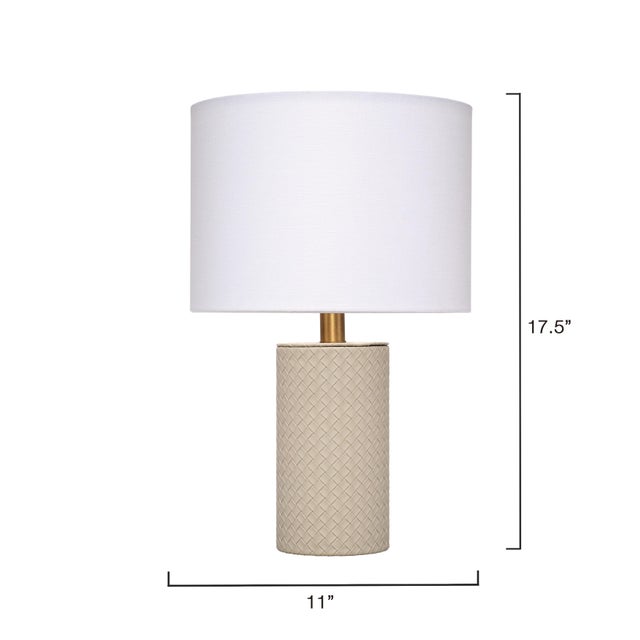 Transitional Jamie Young Roman Leather Table Lamp with Linen Shade, Grey For Sale - Image 3 of 4