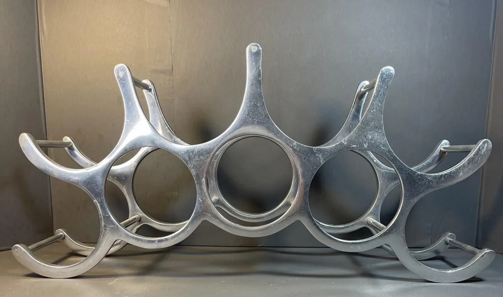 Vintage Mid-Century Modern Michael Noll Aluminum 9 Bottle Wine