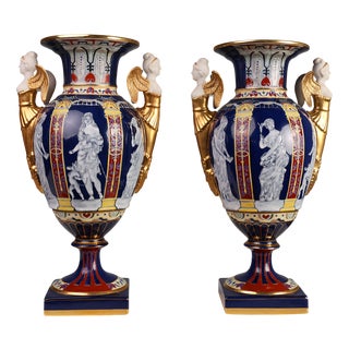 Empire Porcelain Vases from August & Conrad Bauscher, Germany, 1900s, Set of 2 For Sale