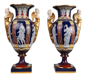 Empire Porcelain Vases from August & Conrad Bauscher, Germany, 1900s, Set of 2