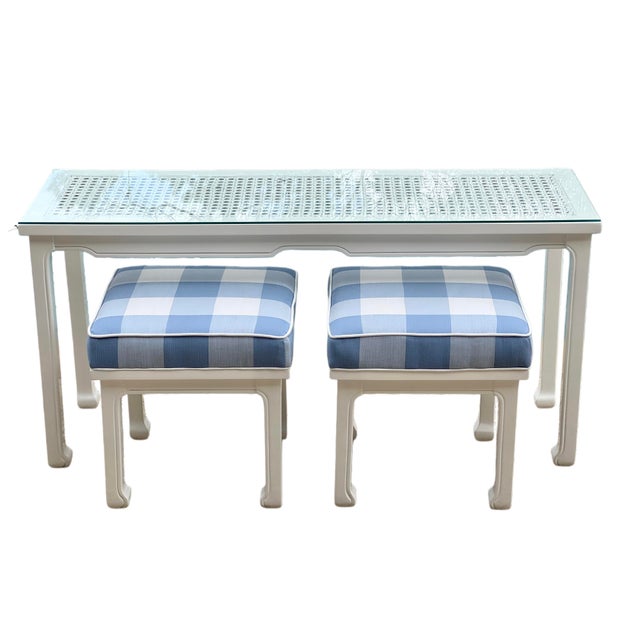 1980s Ming Style Console/Sofa Table and Matching Benches in Serena & Lily For Sale - Image 10 of 18