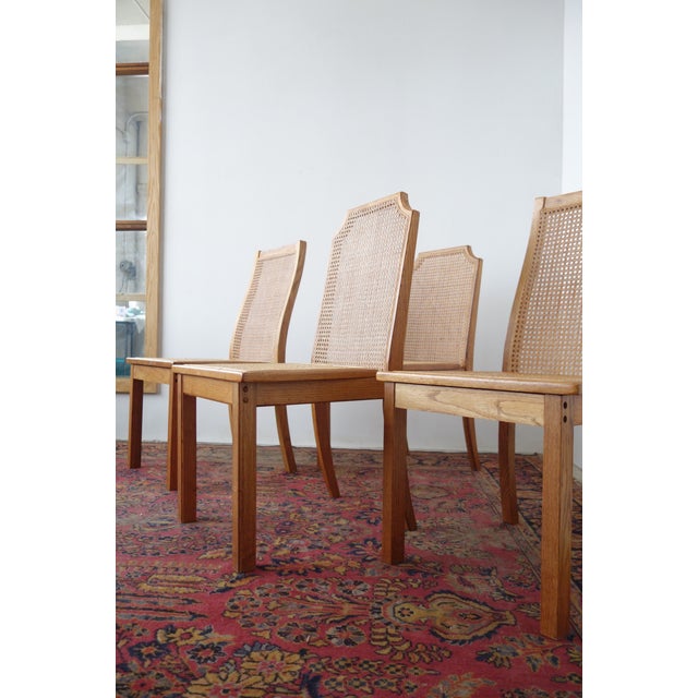Wood and Cane Dining Chairs Set of 4 Chairish