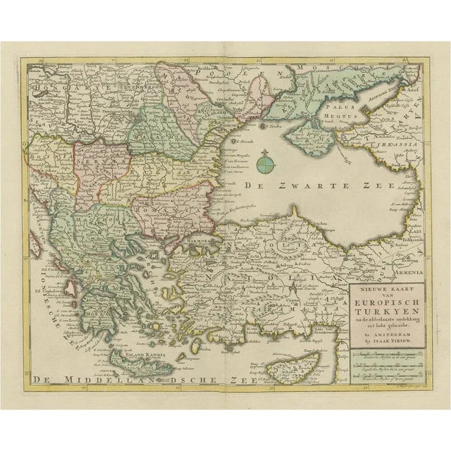 Antique Map of Greece and Turkey, 1733 For Sale - Image 6 of 6