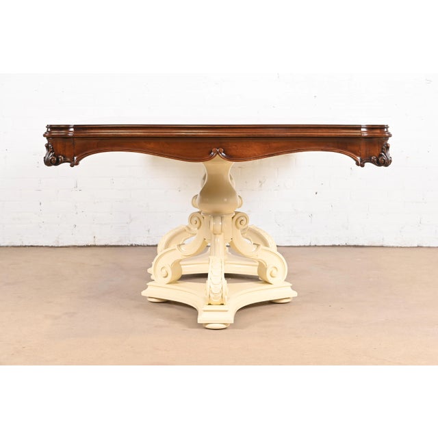 Karges Regency Burled Walnut Double Pedestal Extension Dining Table, Newly Refinished For Sale - Image 10 of 12