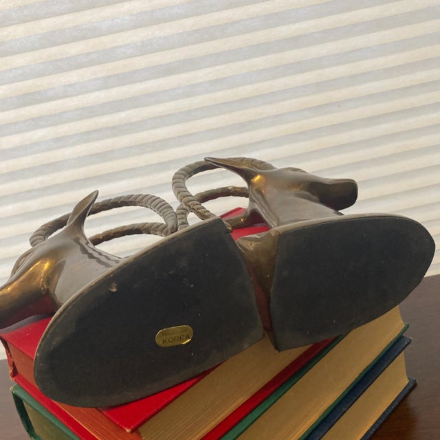 1960s Rosenthal Netter Brass Gazelle Vintage Bookends- a Pair For Sale - Image 12 of 13