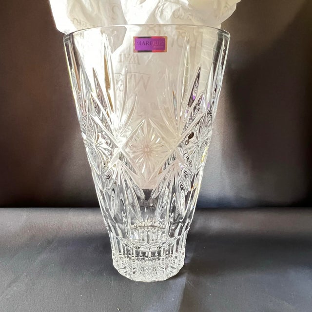 Transparent Marquis by Waterford “Raymond” Crystal Vase & Bowl Set – Pair W/Box For Sale - Image 8 of 11