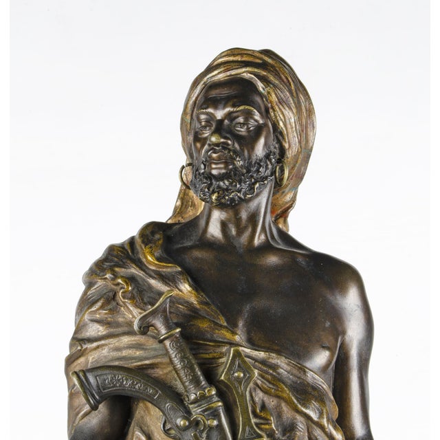 1920s 1920s Art Déco Persian Warrior Cold-Painted Bronze Sculpture Attributed to Franz Bergmann, Austria For Sale - Image 5 of 9