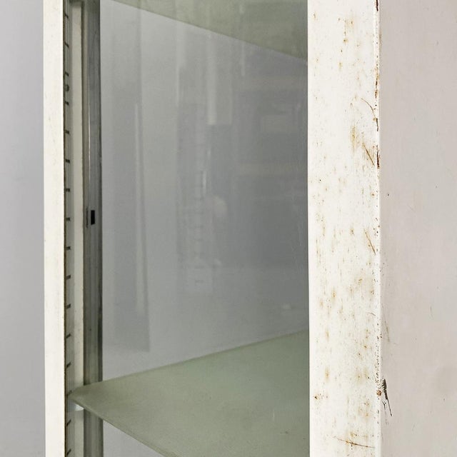 Ivory Mid-Century Italian White Metal and Glass Pharmacy Display Cabinet, 1950s For Sale - Image 8 of 18