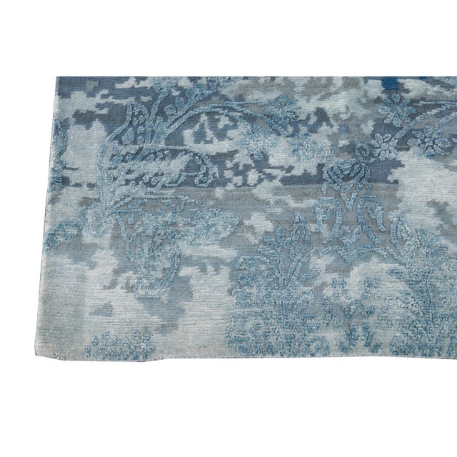 Textile 21st Century Modernn Wool & Silk Indian Rug For Sale - Image 7 of 13