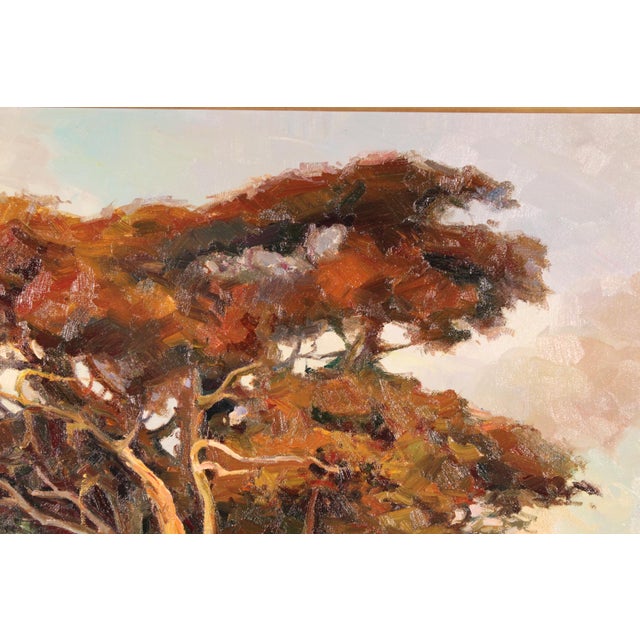 Wood Large Impressionist Painting of the Monterey Coastline Signed Price For Sale - Image 7 of 11