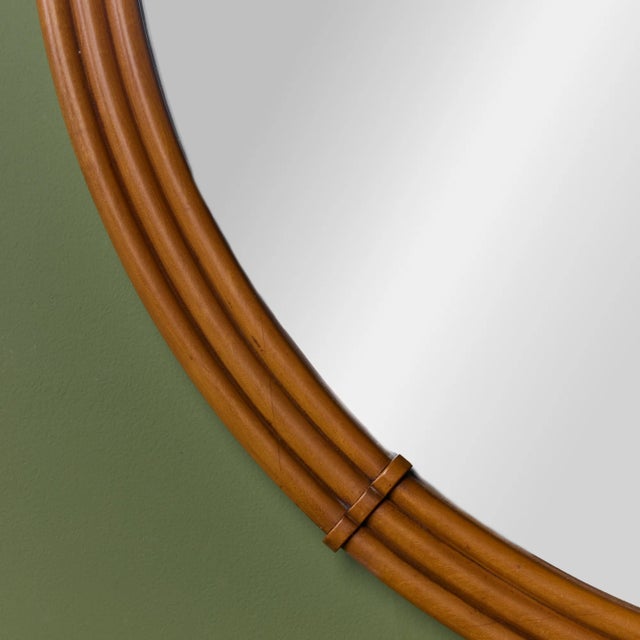 Mid-Century Modern Round Wall Mirror for Johnson Furniture Co For Sale - Image 3 of 4
