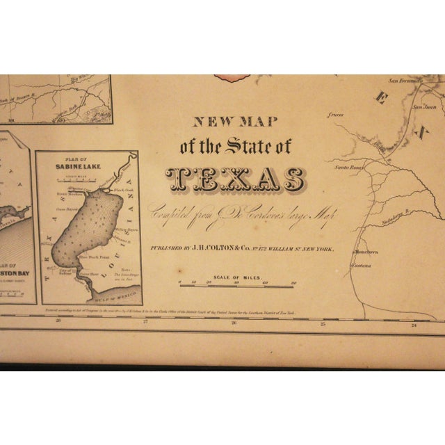 Mid 19th Century Circa 1853 "New Map of the State of Texas" in Frame For Sale - Image 5 of 8