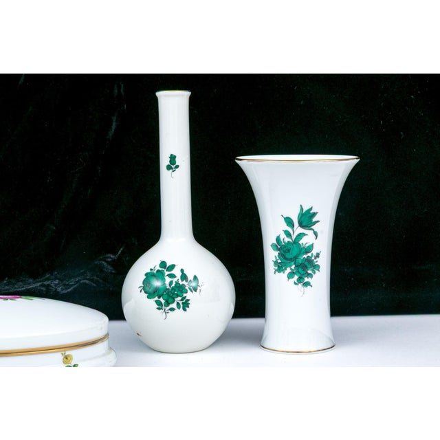 Biedermeier Vintage Augarten Wien Porcelain Vases & Lidded Boxes - Set of 5 For Sale - Image 3 of 5