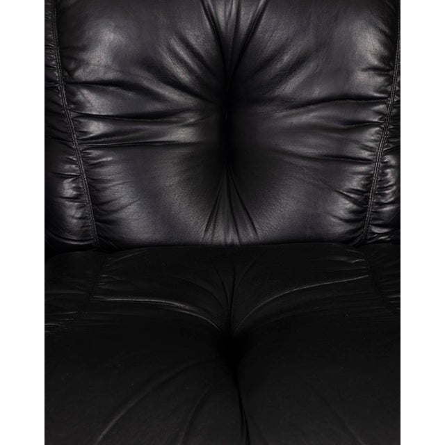 1970s Vintage Italian Three-Seater Sofa in Black Leather, 1970s For Sale - Image 5 of 18