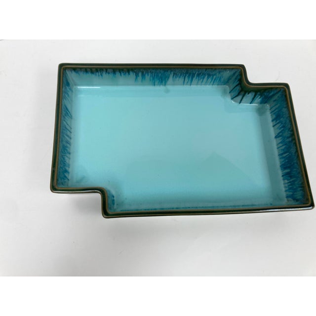 Japanese Japanese Mid 20th Century Glazed Ceramic Ikebana Tray With Interlocking Squares Form For Sale - Image 3 of 11