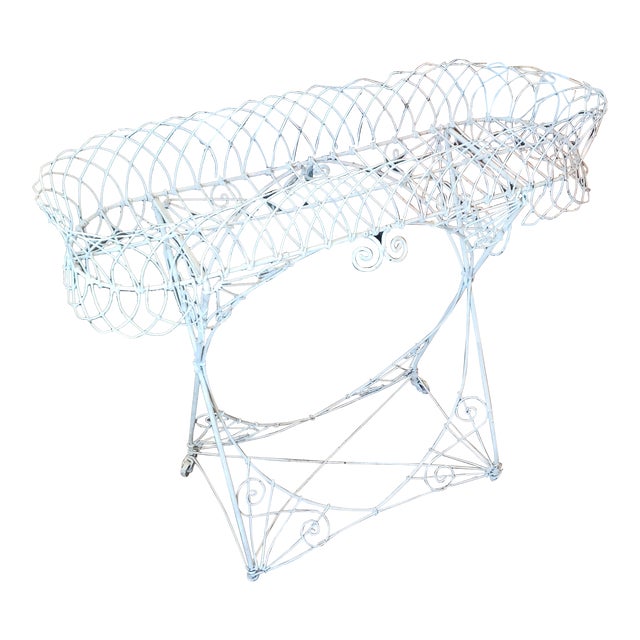 Antique French Painted Wire Plant Stand For Sale