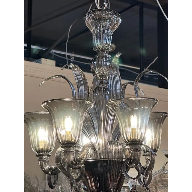 Modern Murano Black Glass Chandelier For Sale - Image 3 of 7