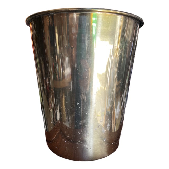 1970s Brass Vintage Minimalist Wastebasket For Sale