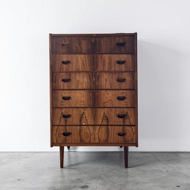 Brown Mid-Century Danish Rosewood Highboy Dresser, 1960s For Sale - Image 8 of 18